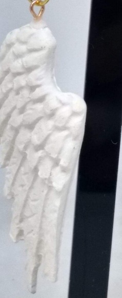 Unique Handmade Polymer Clay White Wing Earrings - Picture 4 of 5